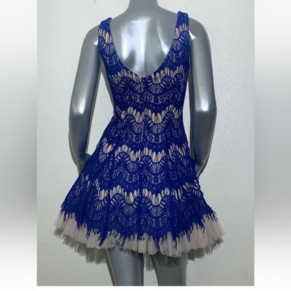 Worn once! Royal Blue Lace Fit and Flare B Darlin Dress - Picture 4 of 9